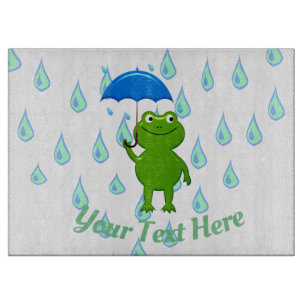 Planche À Découper Cute Kawaii Grenouille et pluie