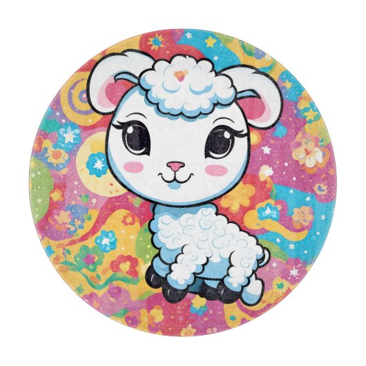 Planche À Découper Cute lamb on a colorful background (Devant)