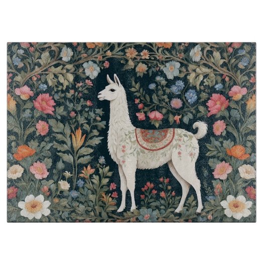 Planche À Découper Cute Llama Élégant Floral (Devant)