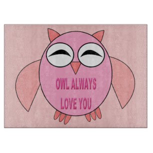 Planche À Découper Cute Love Message Owl Glass Cutboard