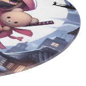 Planche À Découper Cute ninja guerrière fille & teddy (Coin)