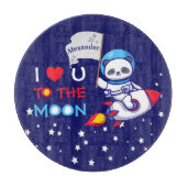 Planche À Découper Cute Panda Bear Sur Rocket Ship Kids Personnalisé (Devant)