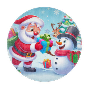 Planche À Découper Cute Père Noël et Snowman