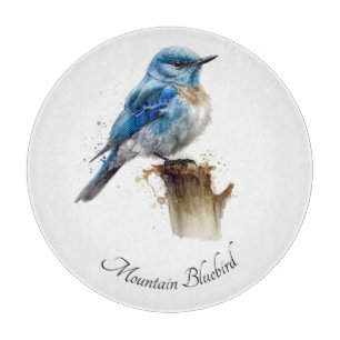 Planche À Découper Cute Petite Montagne Bluebird Aquarelle, personnal