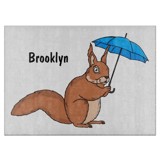 Planche À Découper Cute red squirrel with umbrella cartoon (Devant)