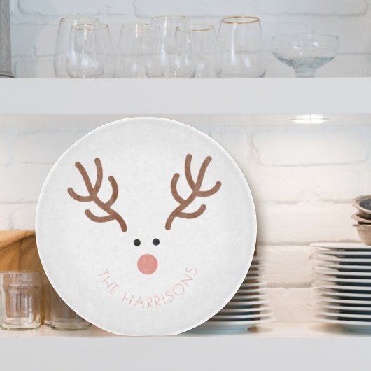 Planche À Découper Cute Reindeer Face Christmas Custom Cutting Board