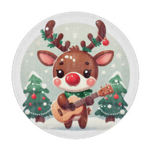Planche À Découper Cute renne Whimsical avec guitare