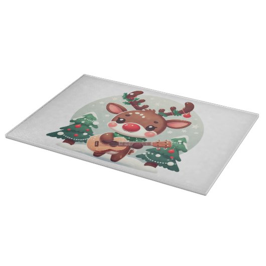 Planche À Découper Cute renne Whimsical avec guitare (Coin)