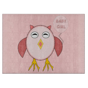 Planche À Découper Cute rose Baby Girl Owl Glass Cutboard
