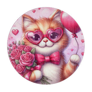 Planche À Découper Cute Valentine's day cat/chaton