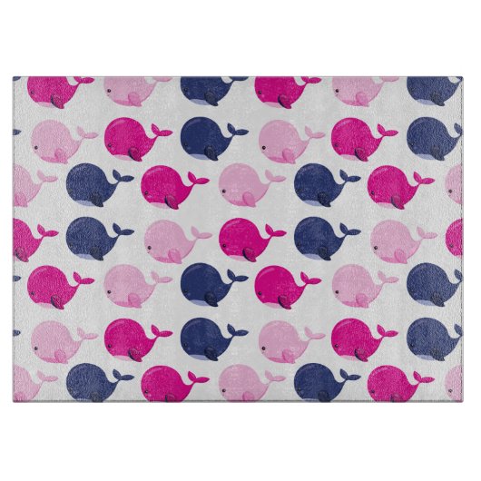 Planche À Découper Cute Whales, Pattern of Whales, Sea Animals (Devant)