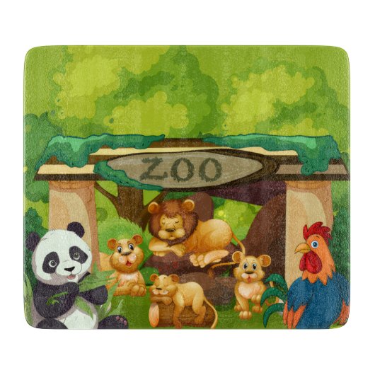 Planche À Découper Cute Zoo Animals Kitchen Cutting Board Design (Devant)