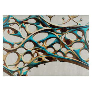 Planche à découper cyan foncé et or arabesque