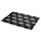 Planche À Découper Cygne de perle blanche élégant sur fond noir (Coin)
