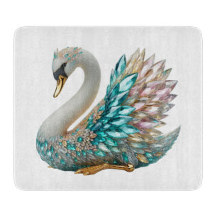 Planche À Découper Cygne en diamant doré cristal Bedazzled Bling