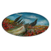 PLANCHE À DÉCOUPER CYPRÈS ET POPIES EN TOSCANE (Coin)