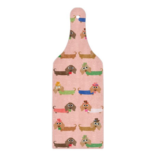 Planche À Découper Dachshunds sur rose (Devant)