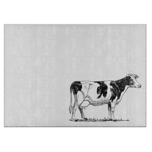 Planche À Découper Dairy Cow Holstein Dessin au crayon de Frésie (Devant)
