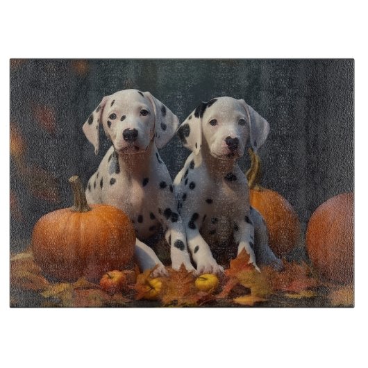 Planche À Découper Dalmatian chiot automne délice citrouille (Devant)