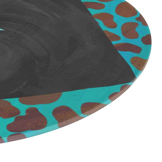 Planche À Découper Dalmatie Brown et Turquoise avec Monogramme (Coin)