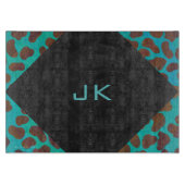 Planche À Découper Dalmatie Brown et Turquoise avec Monogramme (Devant)