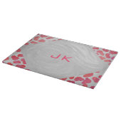 Planche À Découper Dalmatie rose et blanc avec monogramme (Coin)