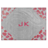 Planche À Découper Dalmatie rose et blanc avec monogramme (Devant)