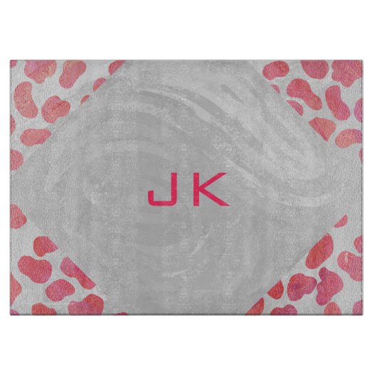 Planche À Découper Dalmatie rose et blanc avec monogramme (Devant)