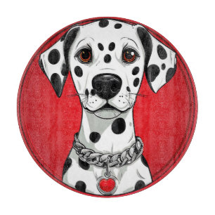Planche À Découper Dalmatien avec collier à coeur rouge
