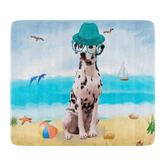 Planche À Découper Dalmatien sur la plage (Devant)