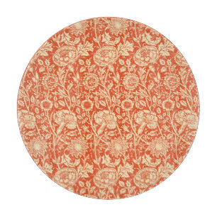 Planche À Découper Damas de Carnation Art Nouveau, Orange Mandarin
