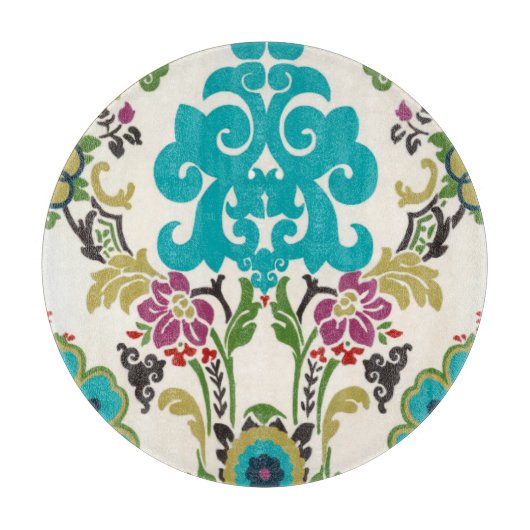 Planche À Découper Damask Floral Patterns Plum Turquoise (Devant)