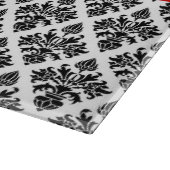Planche À Découper Damask noir Blanc #3 Red Name Monogram (Coin)