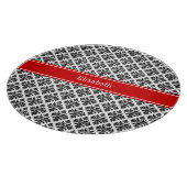 Planche À Découper Damask noir Blanc #3 Red Name Monogram (Coin)