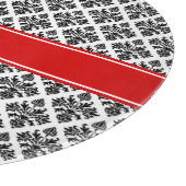 Planche À Découper Damask noir Blanc #3 Red Name Monogram (Coin)