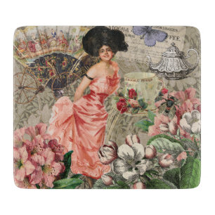 Planche À Découper Dame de café femme victorienne rose riche robe