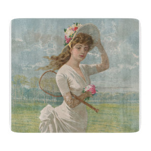 Planche À Découper Dame de tennis victorienne avec chapeau fleuri Ant
