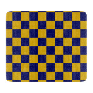 Planche À Découper Damier bleu marine et jaune moutarde