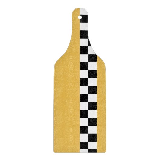 Planche À Découper damier rayé jaune moutarde (Devant)