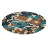 Planche À Découper Dark Blue, Teal, Brown, and Tan Geometric Pattern (Coin)