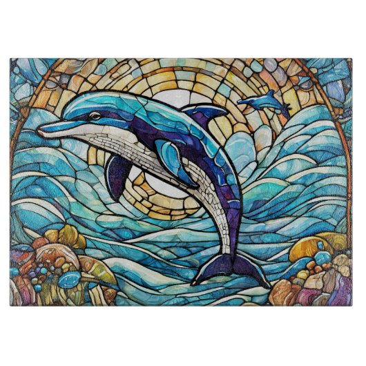 Planche À Découper Dauphin en verre tendu (Devant)