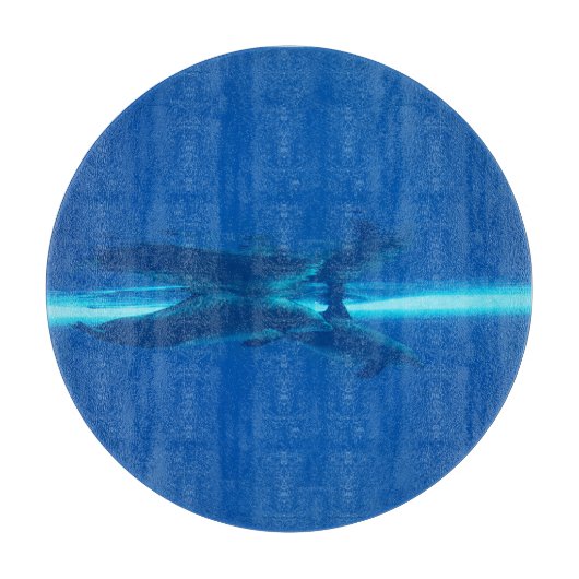 Planche À Découper Dauphins et réflexion, océan bleu (Devant)
