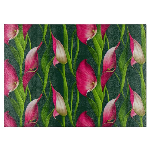 Planche À Découper De belles fleurs roses et vertes en calla Bold (Devant)