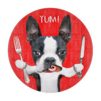Planche à découper de mirabelle de Boston Terrier