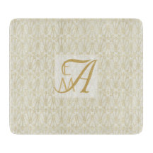 Décor 3 Monogrammes Art Déco Gold Cream Newlyweds