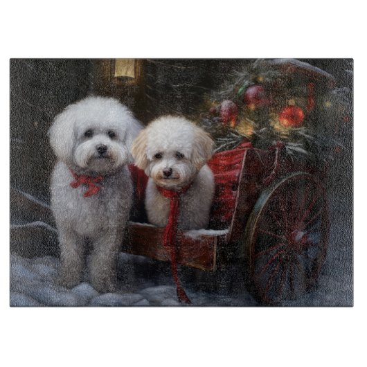 Planche À Découper Décor de Noël Bichon Frise Snowy Sleigh (Devant)
