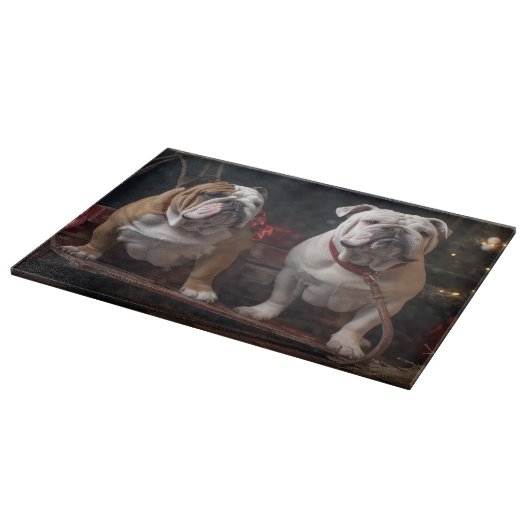 Planche À Découper Décor de Noël Bulldog Snowy Sleigh (Coin)