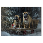 Planche À Découper Décor de Noël Bullmastiff Snowy Sleigh (Devant)