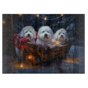 Planche À Découper Décor de Noël Coton De Tulear Snowy Sleigh