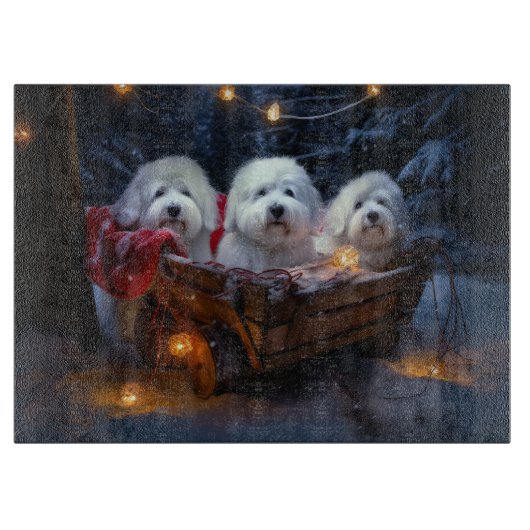 Planche À Découper Décor de Noël Coton De Tulear Snowy Sleigh (Devant)